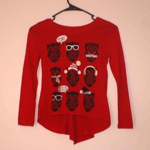 Girls owl Christmas shirt
